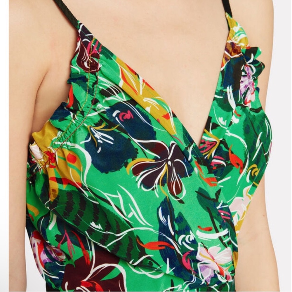 Saloni Jennie Emerald Green Floral Midi Dress - Picture 3 of 8